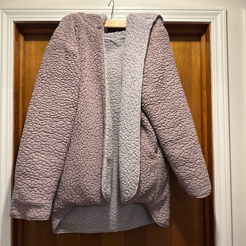 BDG Teddy Jacket - Dusty Pink and Soft Gray